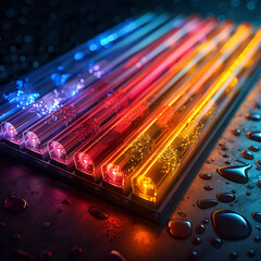 Glowing Digital Palette Light Black Background,
Photo of Closeup of neon tubes forming patterns Neon
