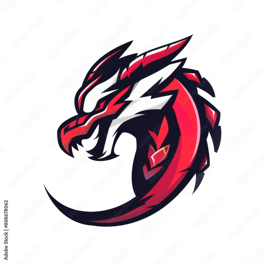 Wall mural fierce red and black dragon mascot with a sharp design