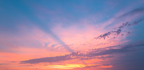 Sunrise sky with clouds. Sunset Sky on Twilight in the Evening with Sunset. Cloud Nature Sky...