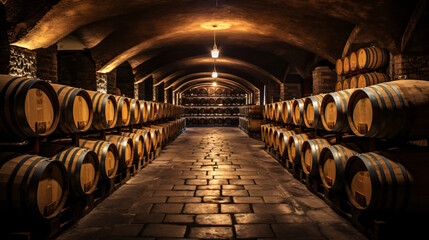 Cellar With Barrels For Storage