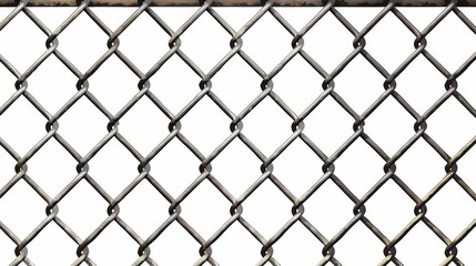 A wire mesh fence in rabitz grid, isolated on white, is used for prisons, military barriers, cages, protection enclosures.