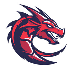 Fierce red and blue dragon mascot design
