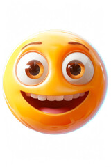 A smiling orange emoji with big eyes and a mouth. The emoji is happy and cheerful. It is a fun and lighthearted way to express emotions and add a touch of humor to any message or conversation