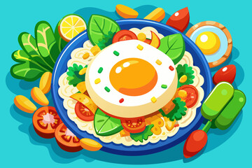 asian food Fried rice illustration