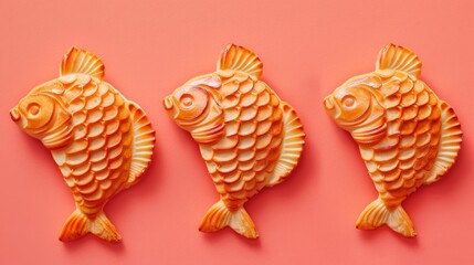 Obraz premium Fish-shaped cakes filled with sweet red bean paste or custard cream