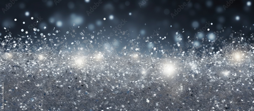 Poster an abstract background with shimmering silver glitters providing ample copy space for images