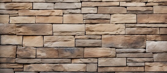 A visually appealing copy space image of a natural stone brick wall with visible joints