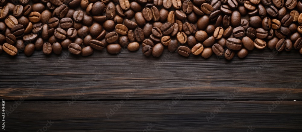 Aufkleber the coffee seed group is positioned on the left side of a white wooden table with a pattern as seen 