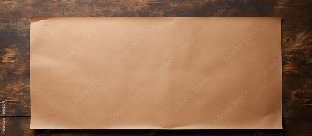 Poster top view copy space image of a turned up kraft page isolated on a white background perfect for creat