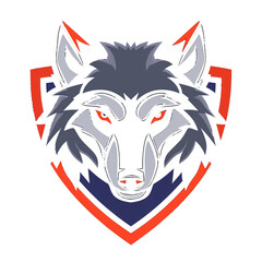 Fierce wolf emblem with a steely gaze