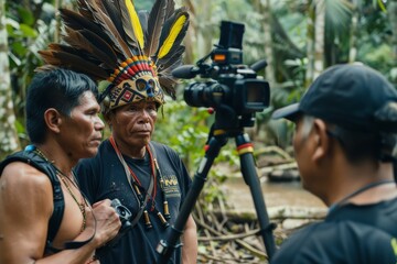 A documentary filmmaker interviews a group of indigenous people who are using traditional ecological knowledge to monitor and protect their land from unsustainable practices. 