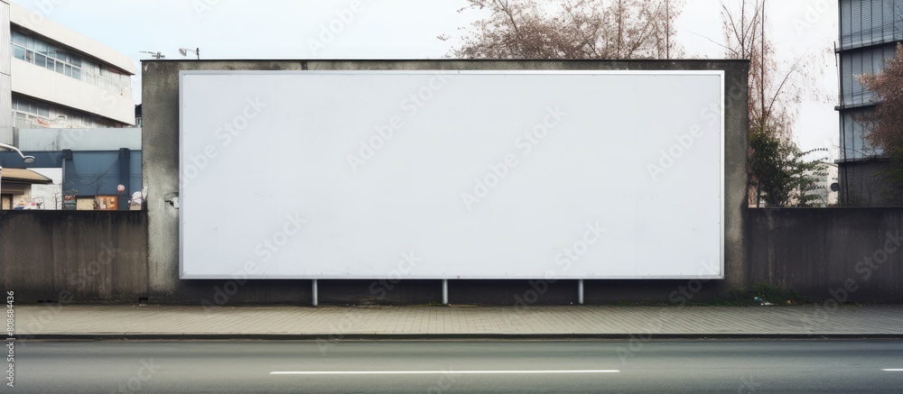 Aufkleber street wall with a spacious blank billboard and banners providing ample copy space for adding your o