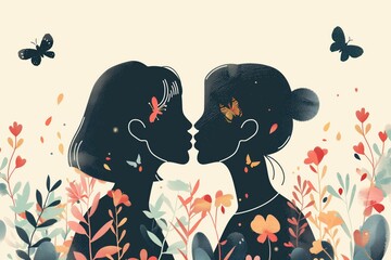 Lesbian couple kissing