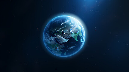 Obraz premium Earth planet glowing in space on starry sky background