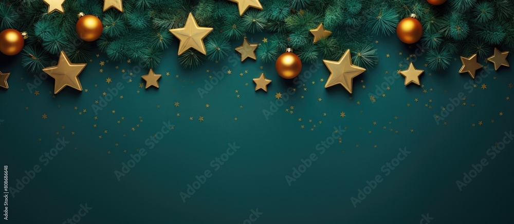 Poster a top down view of a christmas toy design featuring trees and stars with ample space for text or ima