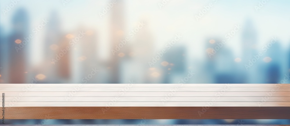 Poster the image features a table top with a blurred office background leaving enough space for adding text