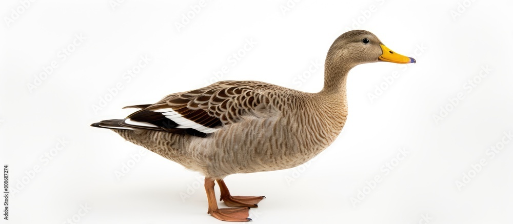 Aufkleber A raw duck photographed separately on a plain white background leaving plenty of empty space in the image. Copy space image. Place for adding text and design