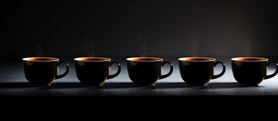 Black tea cups with ample blank space for text or images