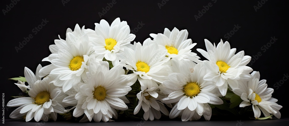 Poster rhodanthe anthemoides showcases a beautiful display of white flowers. copy space image. place for ad
