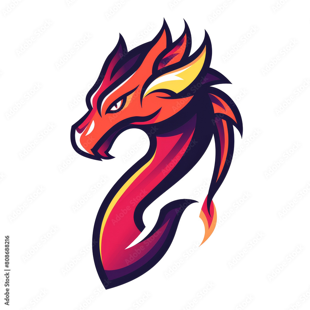 Canvas Prints Fiery dragon head in dynamic colors