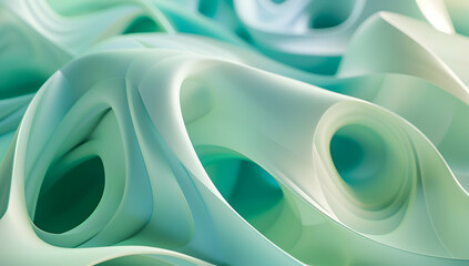 an abstract background with curved shapes in light green and blue colors. Background for presentation, poster or cover design