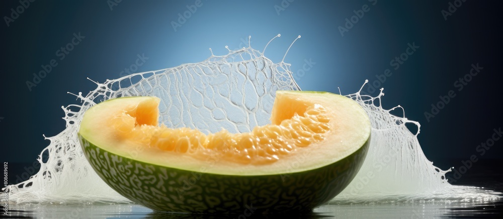Poster isolated melon with foam net perfect for a copy space image