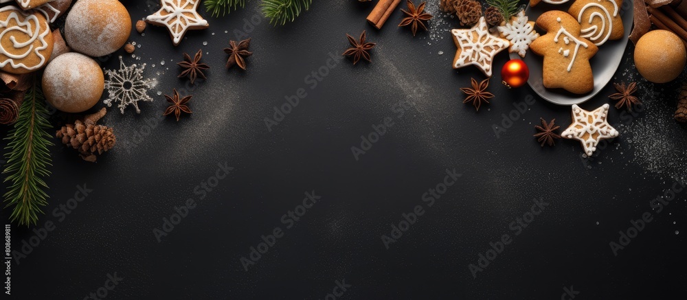Aufkleber christmas and winter concept conveyed through a copy space image of delicious homemade cookies with 