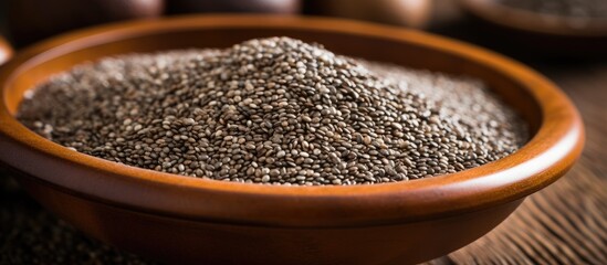 Picture of chia seeds with a surrounding border. Copy space image. Place for adding text and design