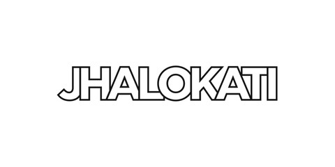 Jhalokati in the Bangladesh emblem. The design features a geometric style, vector illustration with bold typography in a modern font. The graphic slogan lettering.