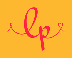 LP initial wedding monogram calligraphy vector illustration. Hand drawn lettering l and p love logo design for valentines day poster, greeting card