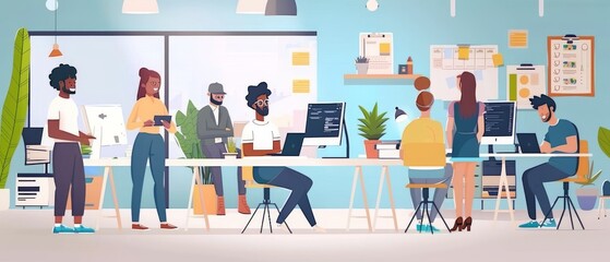 Diverse Group of Young Investors, Workers, Developers Working on Creative E-Commerce Digital Startup. Multi-Ethnic Business Professionals Discuss Product Strategy.