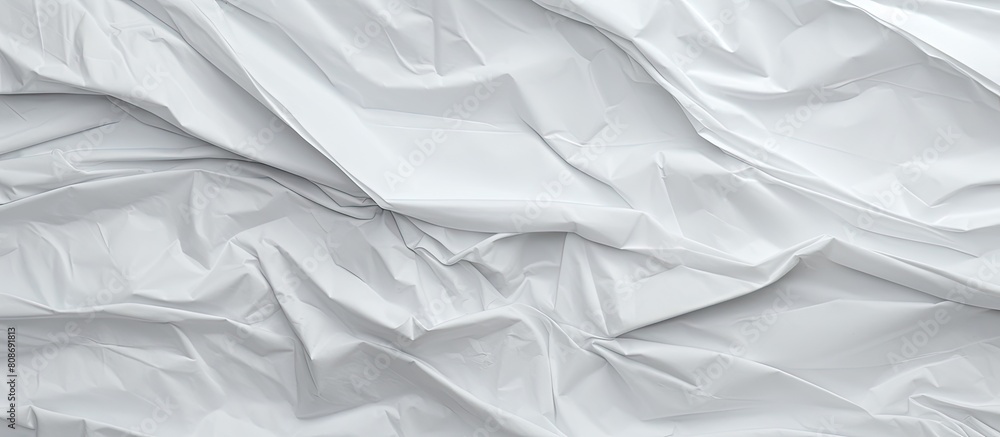 Poster crumpled white paper with a textured crease serving as a background copy space image