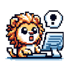 An icon of a lion, pixel art