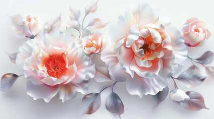 Watercolor flowers: pretty, lifelike flowers in 3D, for backgrounds, cards, and invites.
