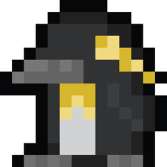 Pixel art mini cartoon penguin character