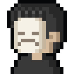 Pixel art portrait people character with sad mask