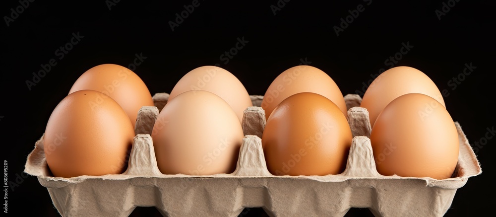 Aufkleber a white background hosts a close up image of eggs nestled in a carton box with plenty of copy space 