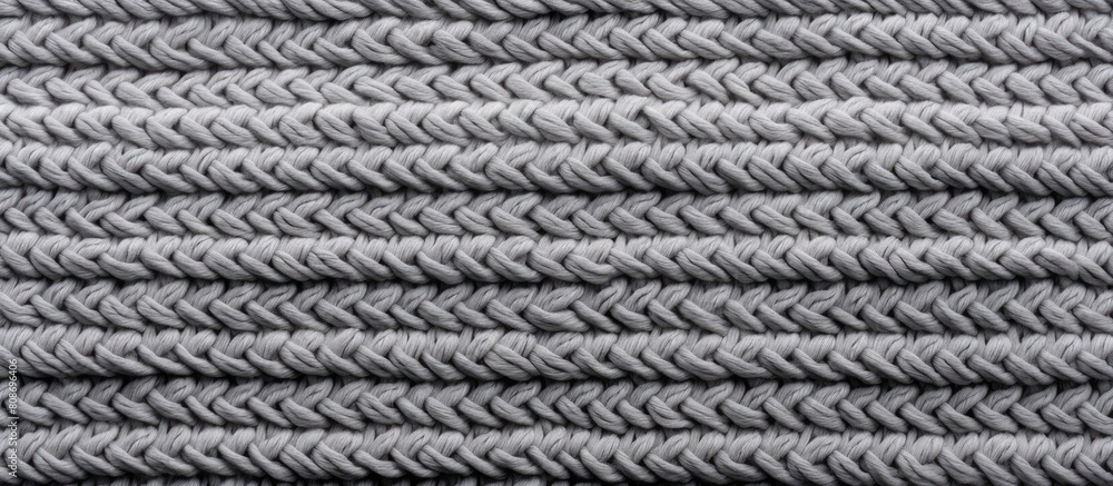 Poster a top view of a gray knitted yarn background with copy space image available