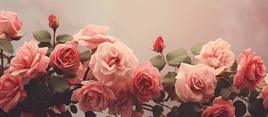 Vintage rose flowers creating a nostalgic and classic vibe The copy space image showcases their timeless beauty