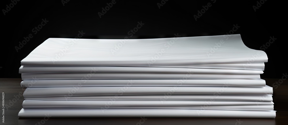 Poster a stack of blank sheets arranged neatly on a white background with ample empty space for text or ima
