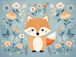 Animal flat design top view summer cartoon drawing colored pastel