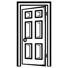 Open Wooden Door vector illustration
