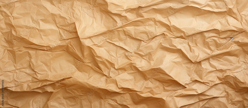 Poster wrinkled wallpaper pattern in brown with a crumpled paper background creating copy space for design