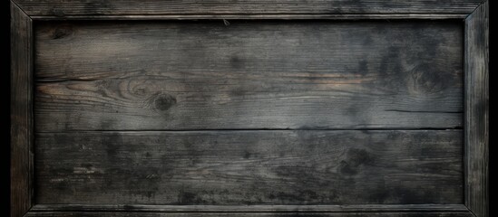 Vintage textured background with a black frame on an old grunge wood surface providing an ideal...