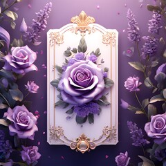 Beautiful vintage paper tag set with lovely roses and lavender -Generative AI