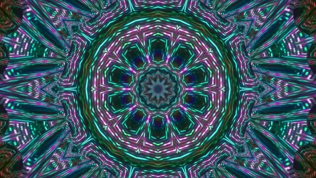 Kaleidoscopic pattern with blue  lights and beams