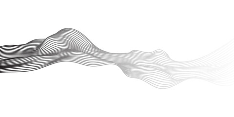 Abstract vector wavy lines flowing smooth curve black gradient color on transparent background in concept of luxury, technology, science, music, modern.