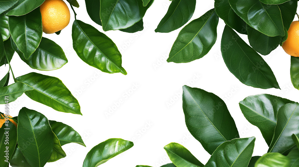Wall mural citrus leaves isolated on white background - Wall murals