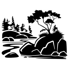 waterfall Silhouette vector illustration