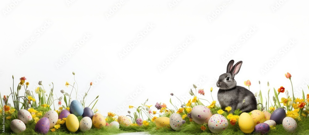 Poster an easter themed image with no background set against a white backdrop includes copy space for addit